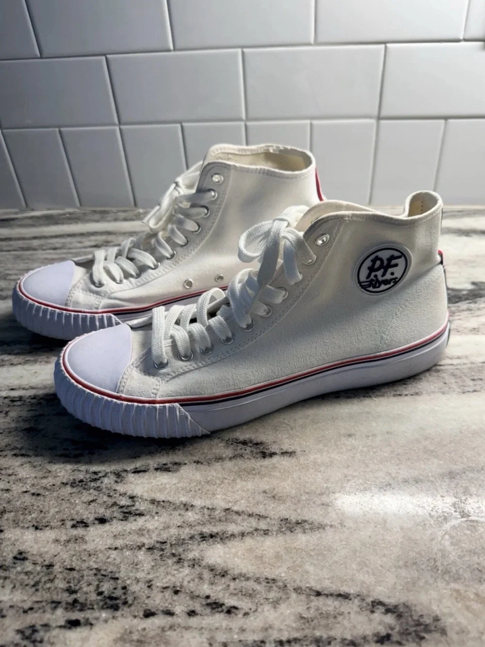 P.F. Flyers Center High-Top Sneakers White Retro Streetwear Size Men’s 12.5 W 11